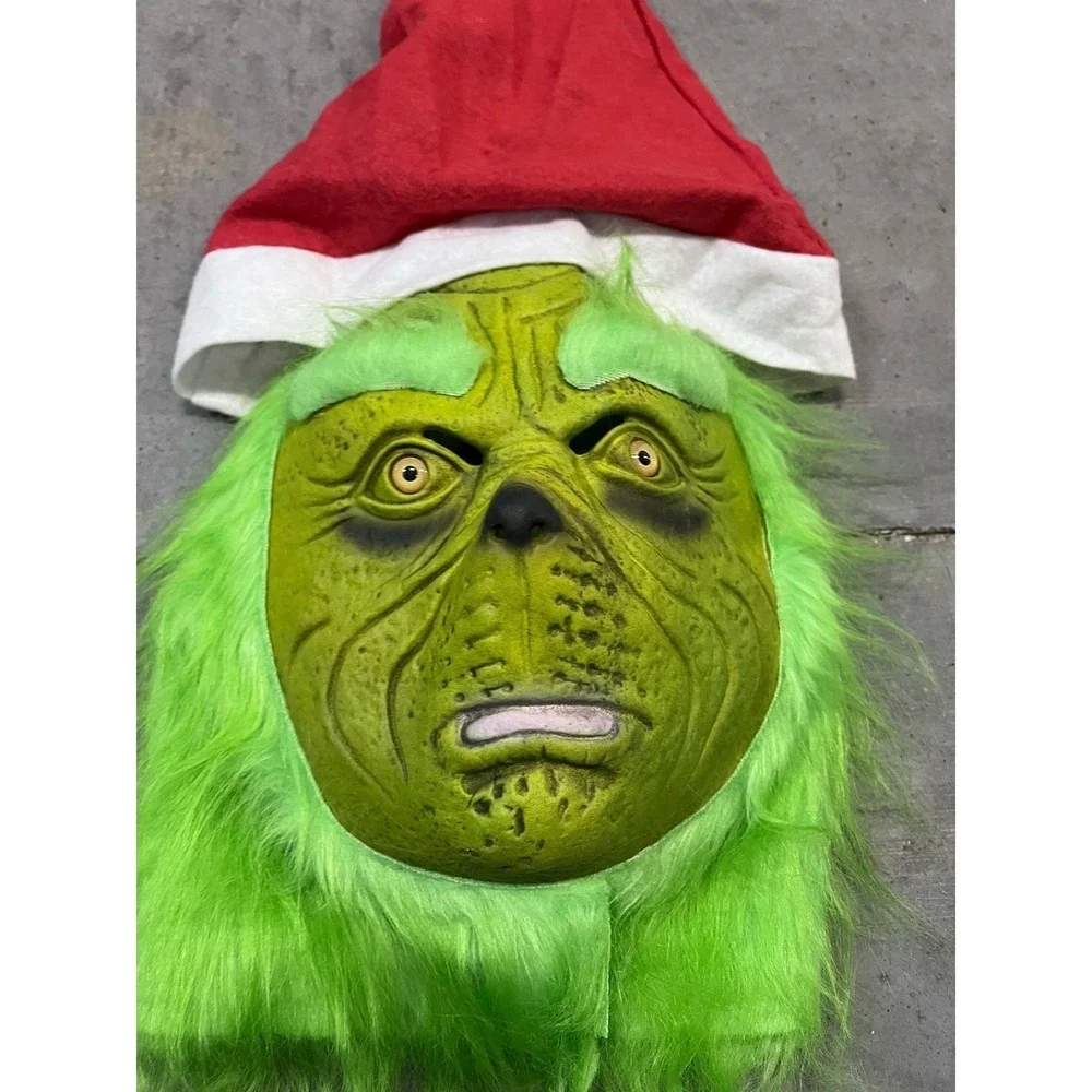 The Grinch Mask With Santa Hat Deluxe Cosplay Costume Christmas Holiday Adult